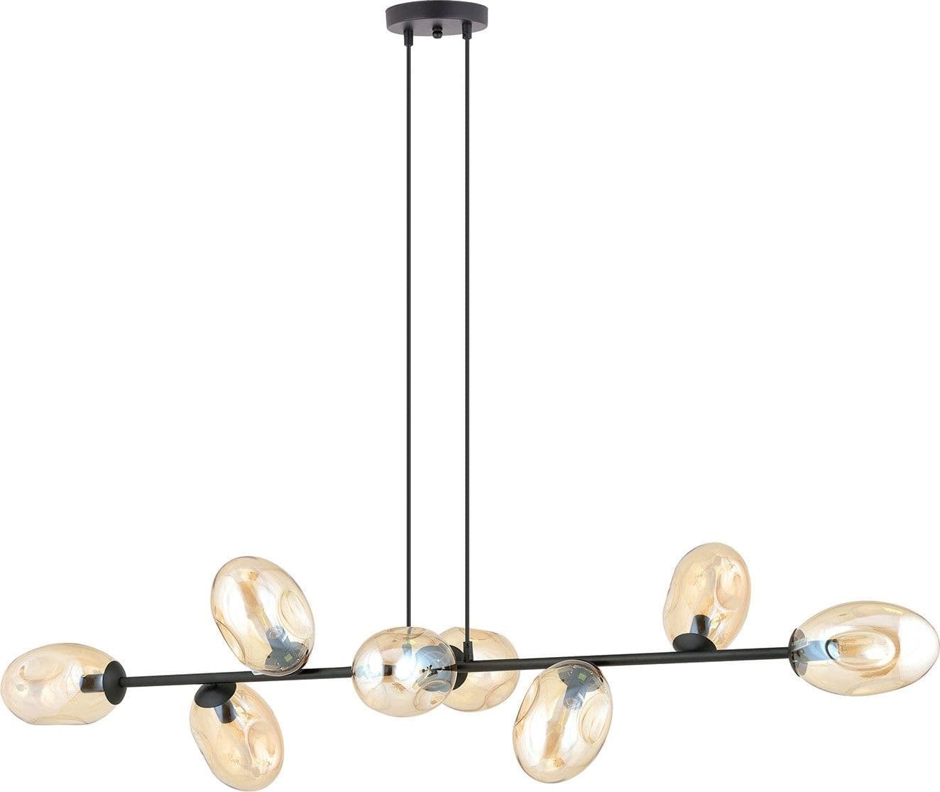 Sospensione Contemporanea 8 Luci Pandora In Acciaio Nero E Vetro Ambra in Lampade a sospensione LuceArt - Montecorvino Pugliano, commercioVirtuoso.it