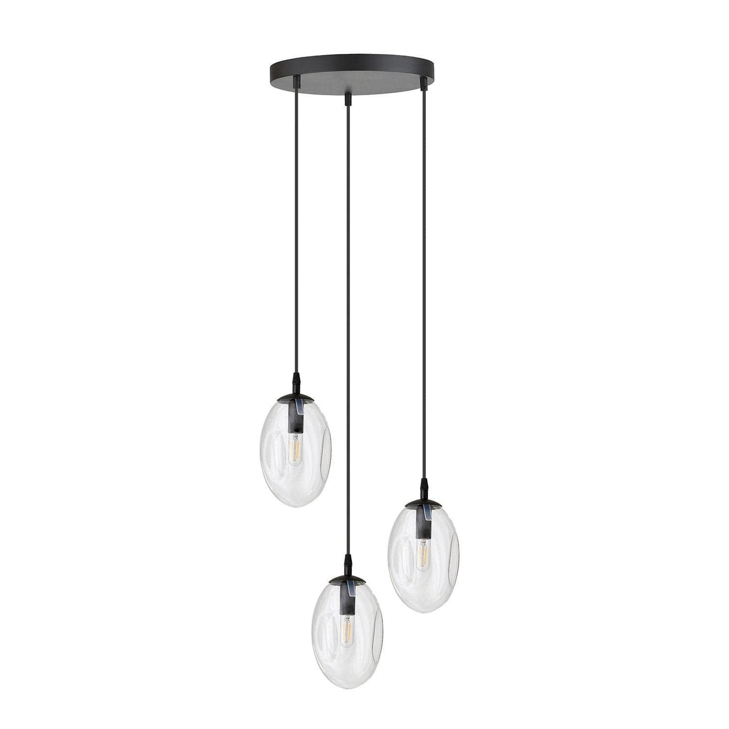 Sospensione Minimal 3 Luci Astral Acciaio Nero E Vetro Trasparente in Lampade a sospensione LuceArt - Montecorvino Pugliano, commercioVirtuoso.it