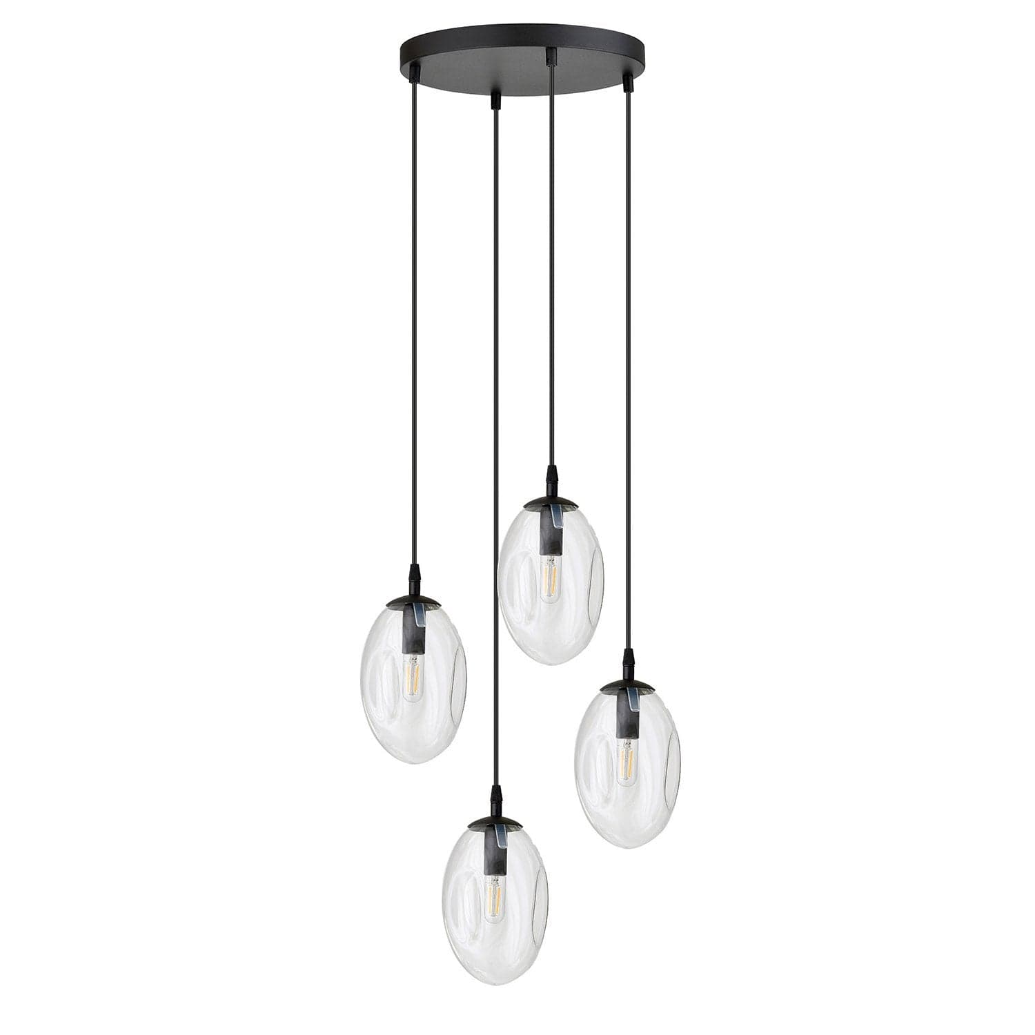 Sospensione Minimal 4 Luci Astral Acciaio Nero E Vetro Trasparente in Lampade a sospensione LuceArt - Montecorvino Pugliano, commercioVirtuoso.it