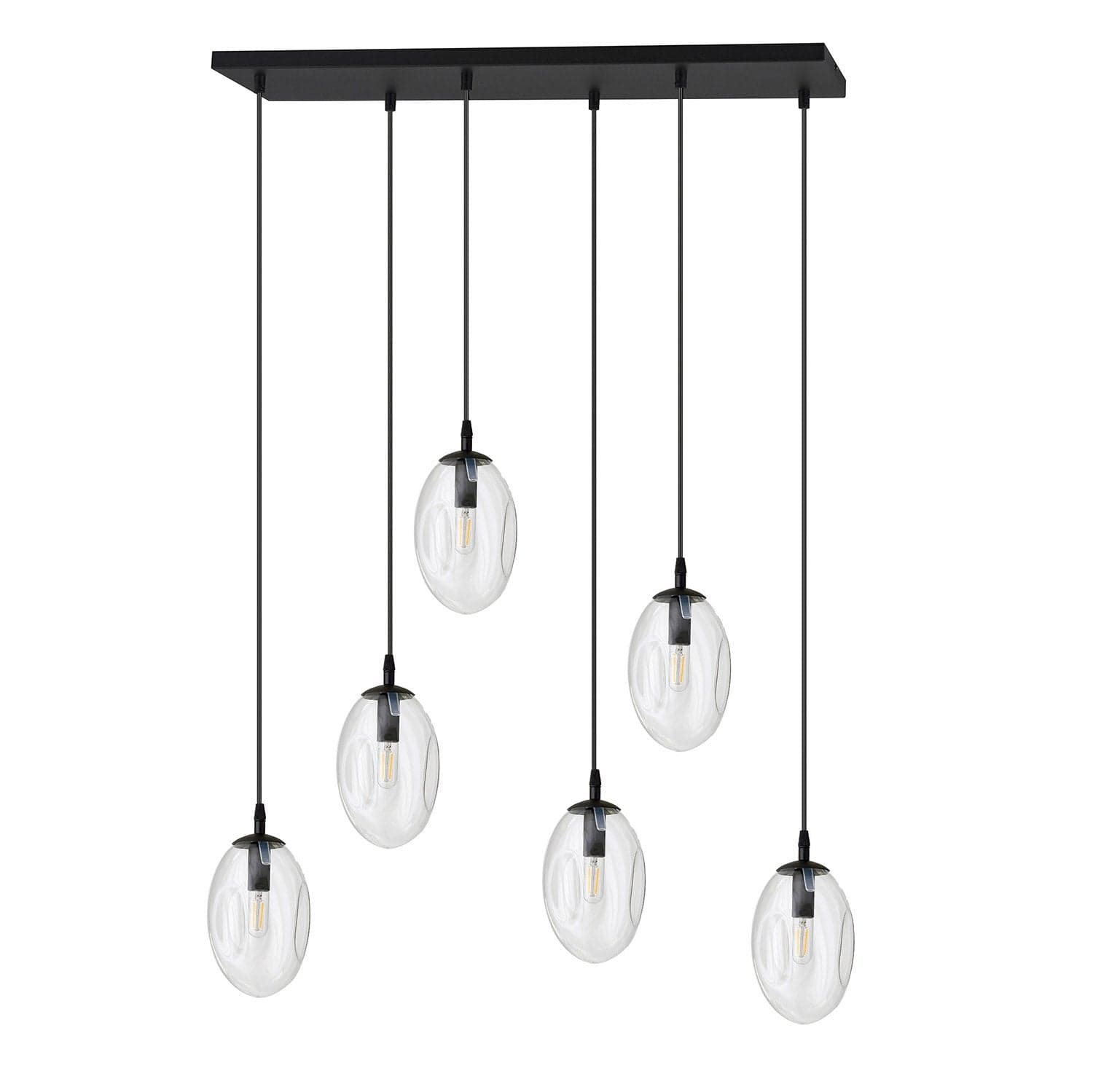 Sospensione Minimal 6 Luci Astral Acciaio Nero E Vetro Trasparente in Lampade a sospensione LuceArt - Montecorvino Pugliano, commercioVirtuoso.it