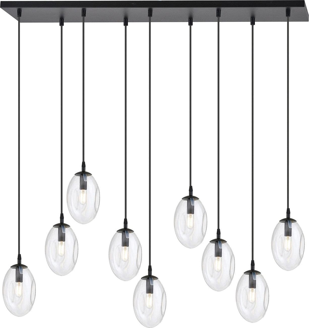 Sospensione Minimal 9 Luci Astral Acciaio Nero E Vetro Trasparente in Lampade a sospensione LuceArt - Montecorvino Pugliano, commercioVirtuoso.it
