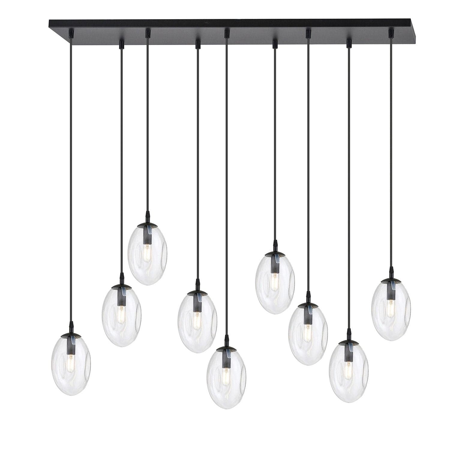 Sospensione Minimal 9 Luci Astral Acciaio Nero E Vetro Trasparente in Lampade a sospensione LuceArt - Montecorvino Pugliano, commercioVirtuoso.it