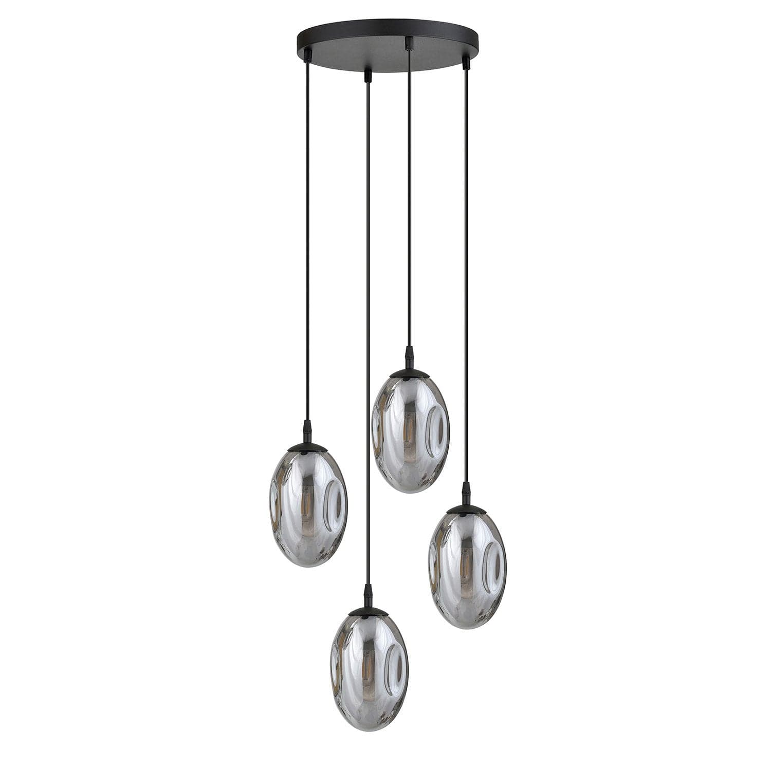 Sospensione Minimal 4 Luci Astral Acciaio Nero E Vetro Fumè in Lampade a sospensione LuceArt - Montecorvino Pugliano, commercioVirtuoso.it
