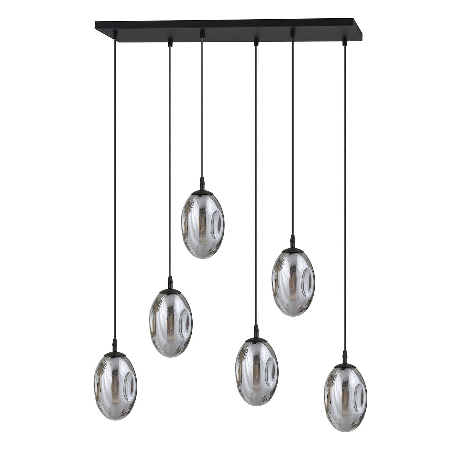 Sospensione Minimal 6 Luci Astral Acciaio Nero E Vetro Fumè in Lampade a sospensione LuceArt - Montecorvino Pugliano, commercioVirtuoso.it