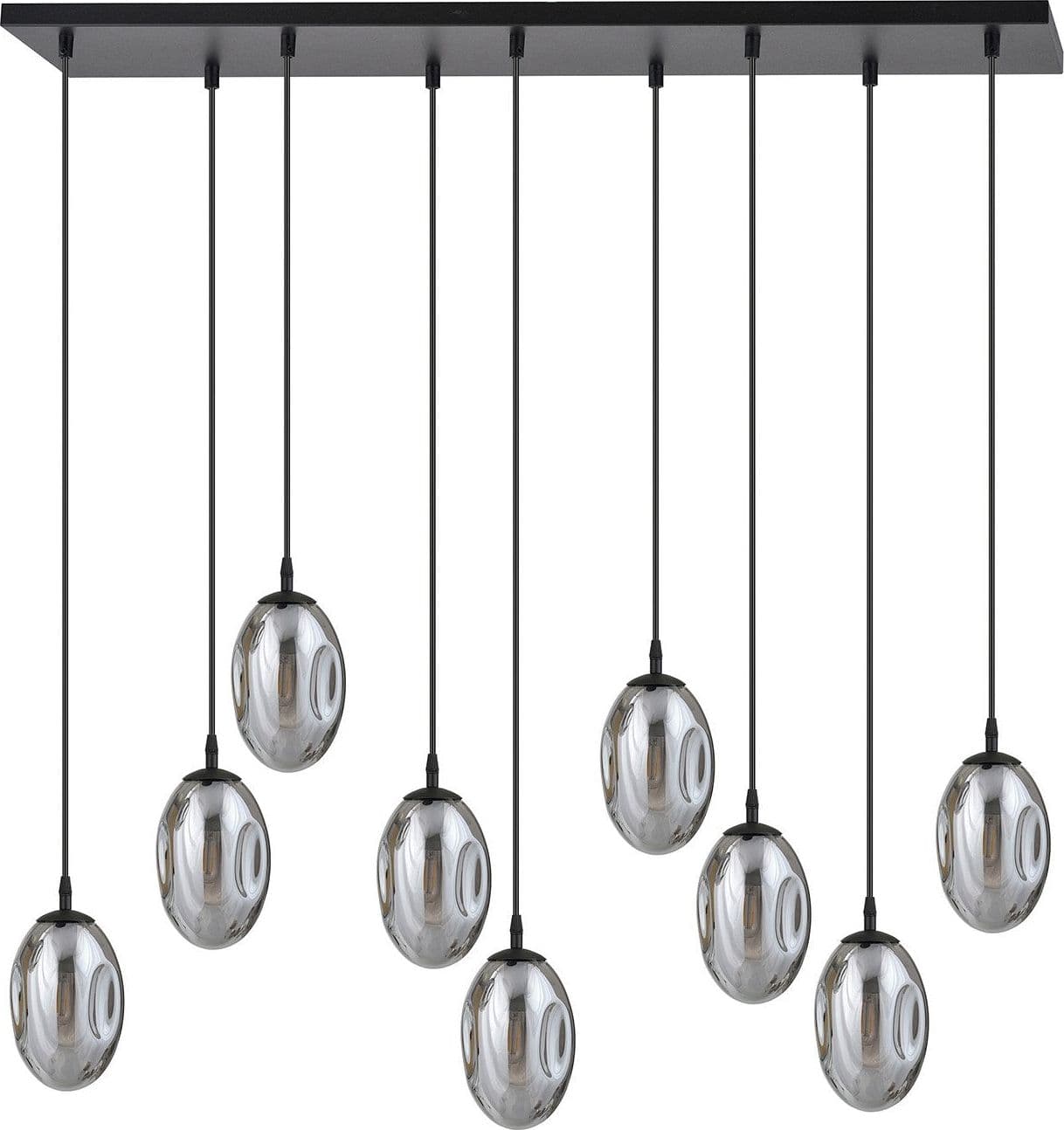 Sospensione Minimal 9 Luci Astral Acciaio Nero E Vetro Fumè in Lampade a sospensione LuceArt - Montecorvino Pugliano, commercioVirtuoso.it