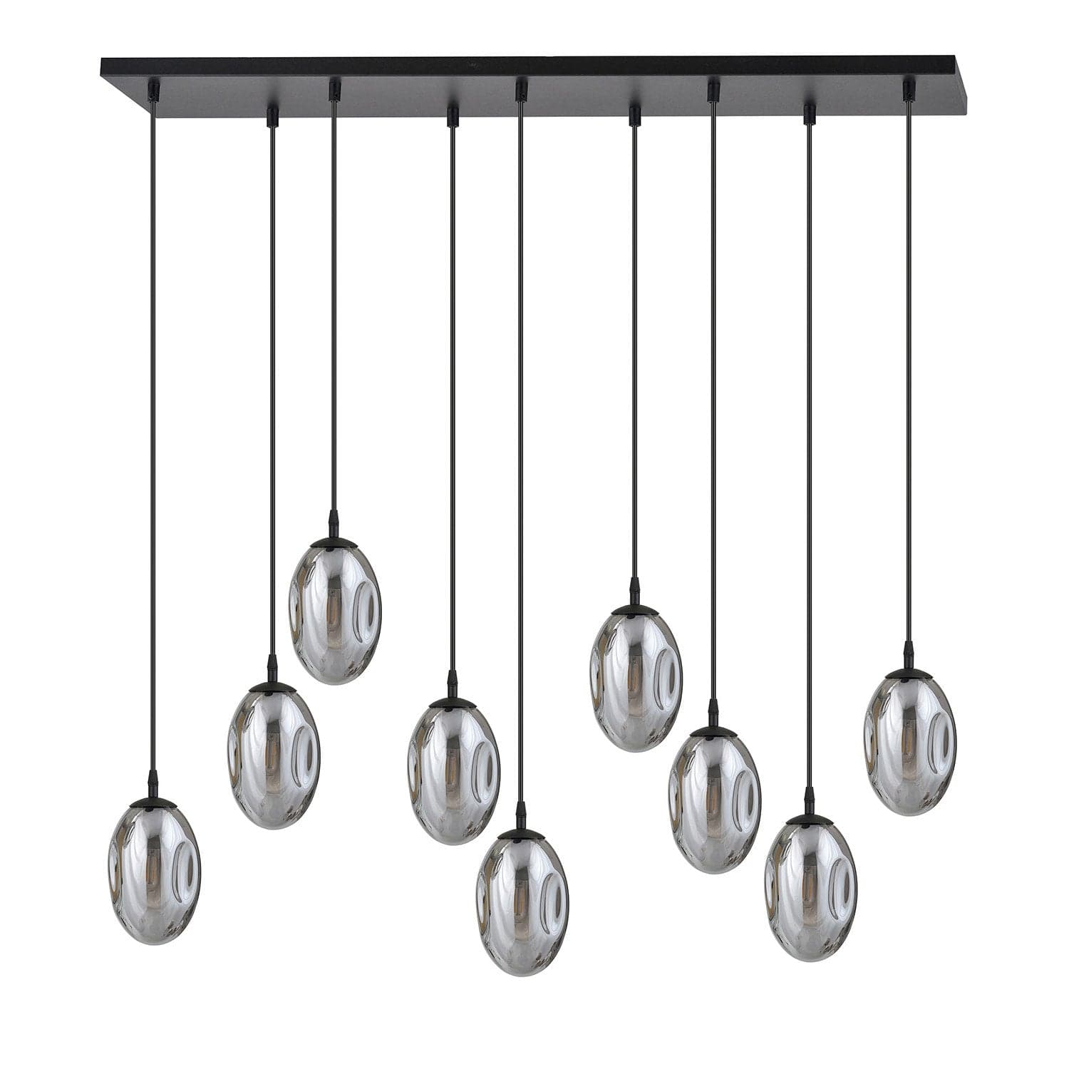 Sospensione Minimal 9 Luci Astral Acciaio Nero E Vetro Fumè in Lampade a sospensione LuceArt - Montecorvino Pugliano, commercioVirtuoso.it