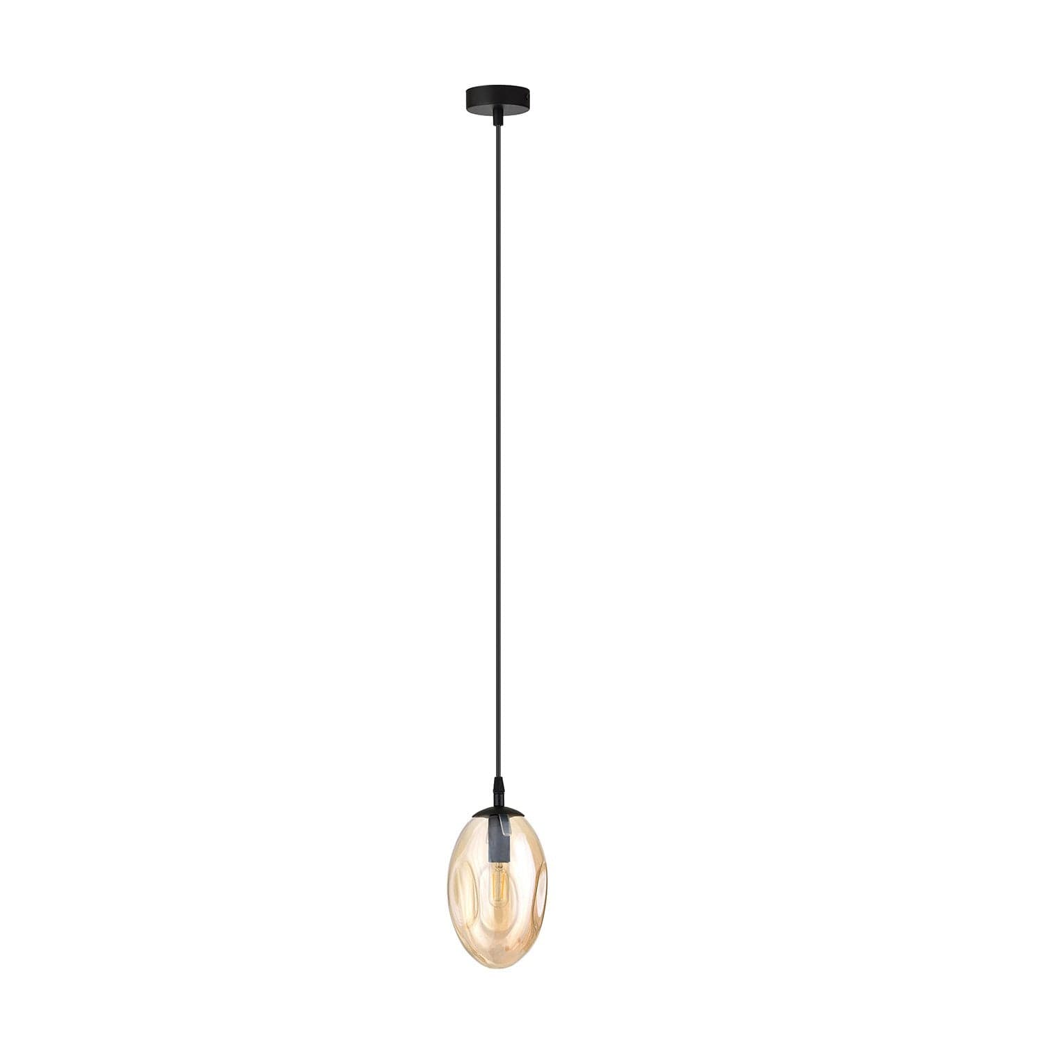 Sospensione Minimal 1 Luce Astral Acciaio Nero E Vetro Ambra in Lampade a sospensione LuceArt - Montecorvino Pugliano, commercioVirtuoso.it