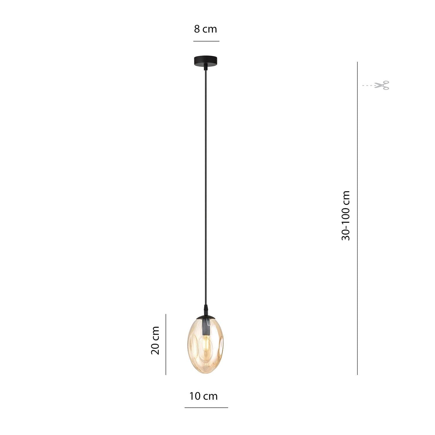 Sospensione Minimal 1 Luce Astral Acciaio Nero E Vetro Ambra in Lampade a sospensione LuceArt - Montecorvino Pugliano, commercioVirtuoso.it