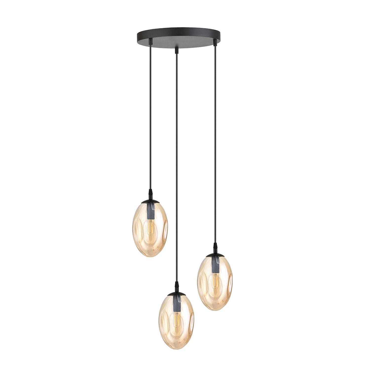 Sospensione Minimal 3 Luci Astral Acciaio Nero E Vetro Ambra in Lampade a sospensione LuceArt - Montecorvino Pugliano, commercioVirtuoso.it