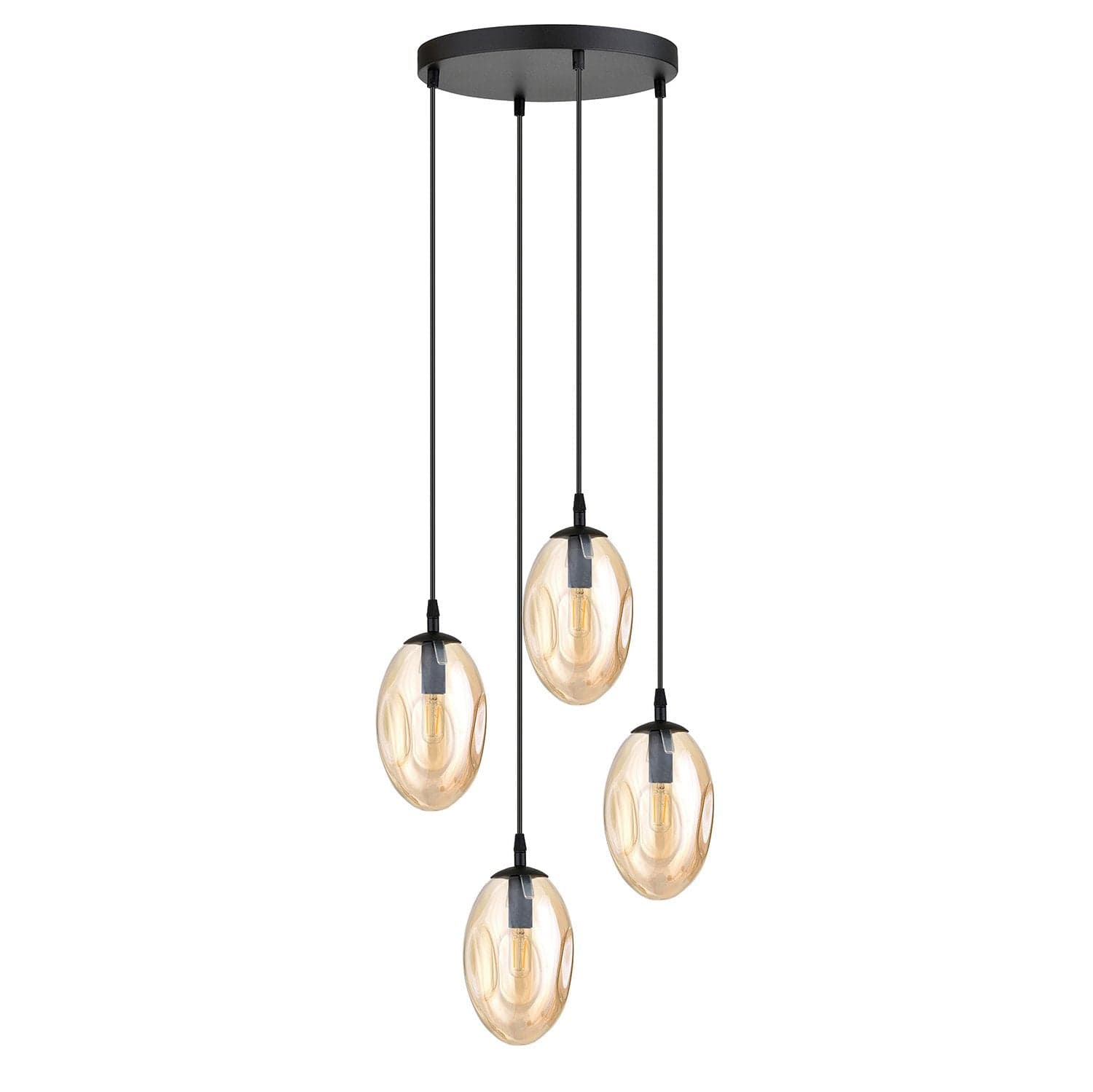 Sospensione Minimal 4 Luci Astral Acciaio Nero E Vetro Ambra in Lampade a sospensione LuceArt - Montecorvino Pugliano, commercioVirtuoso.it
