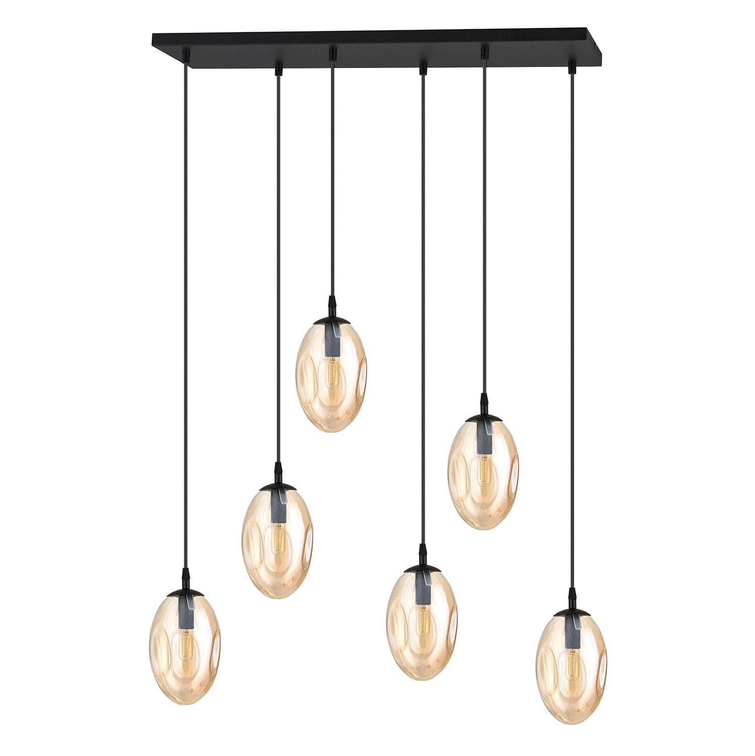 Sospensione Minimal 6 Luci Astral Acciaio Nero E Vetro Ambra in Lampade a sospensione LuceArt - Montecorvino Pugliano, commercioVirtuoso.it