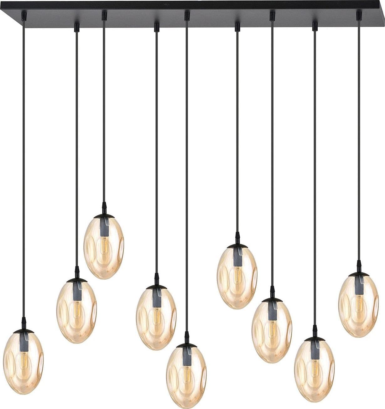 Sospensione Minimal 9 Luci Astral Acciaio Nero E Vetro Ambra in Lampade a sospensione LuceArt - Montecorvino Pugliano, commercioVirtuoso.it