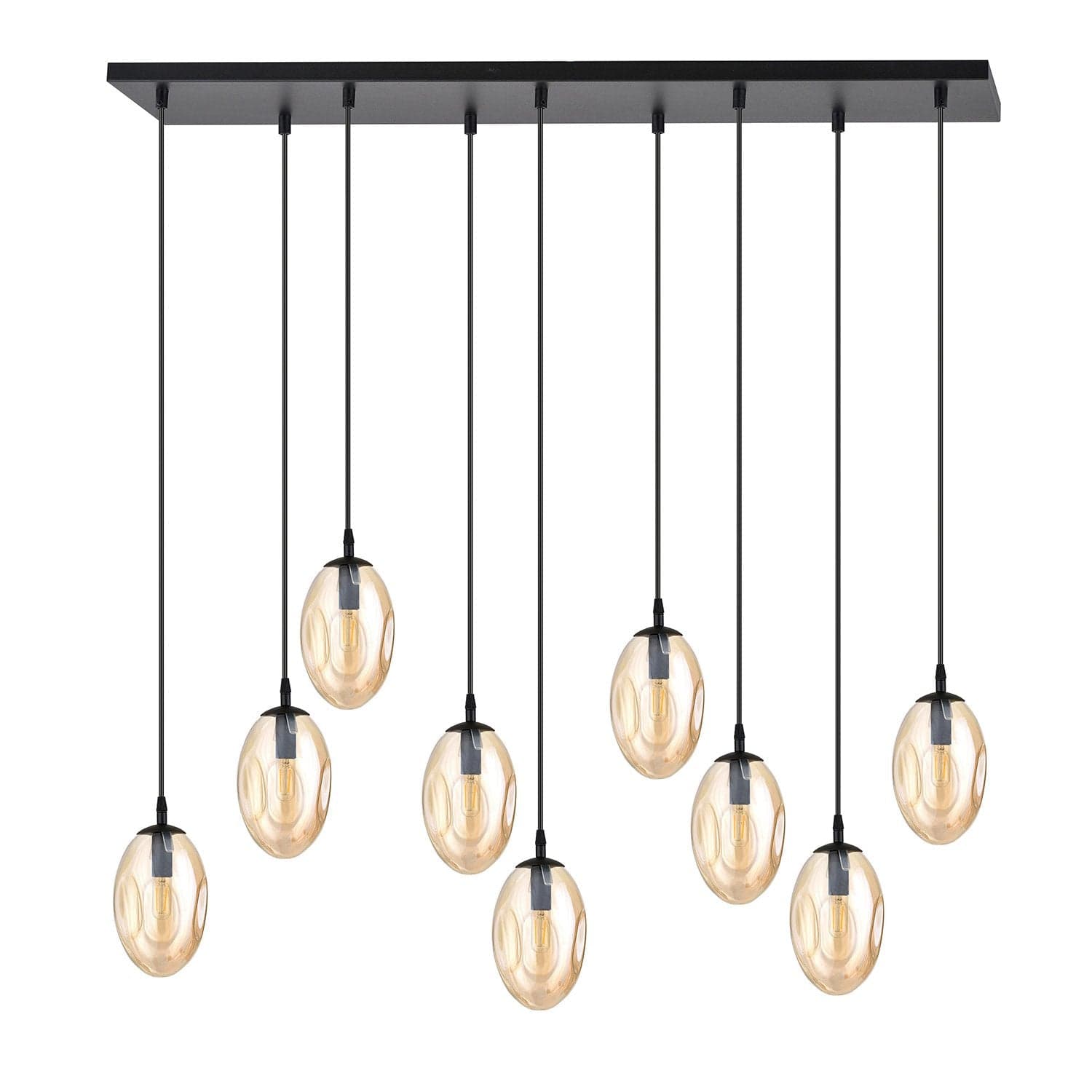 Sospensione Minimal 9 Luci Astral Acciaio Nero E Vetro Ambra in Lampade a sospensione LuceArt - Montecorvino Pugliano, commercioVirtuoso.it