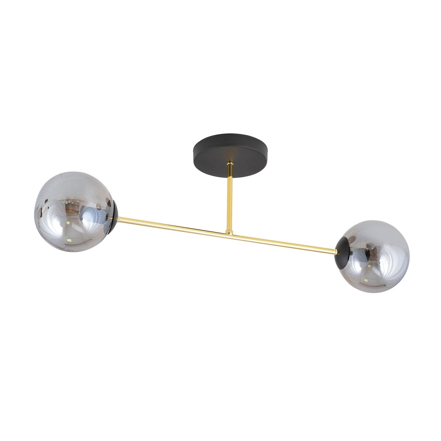 Plafoniera Moderna Magnium 2 Luci In Acciao Oro E Sfere In Vetro Fumè in Lampadari LuceArt - Montecorvino Pugliano, commercioVirtuoso.it