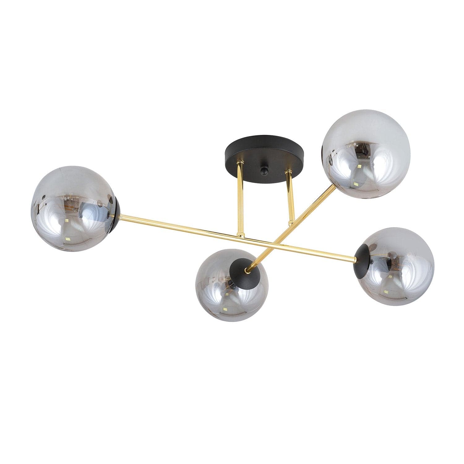 Plafoniera Moderna Magnium 4 Luci In Acciao Oro E Sfere In Vetro Fumè in Lampade a sospensione LuceArt - Montecorvino Pugliano, commercioVirtuoso.it