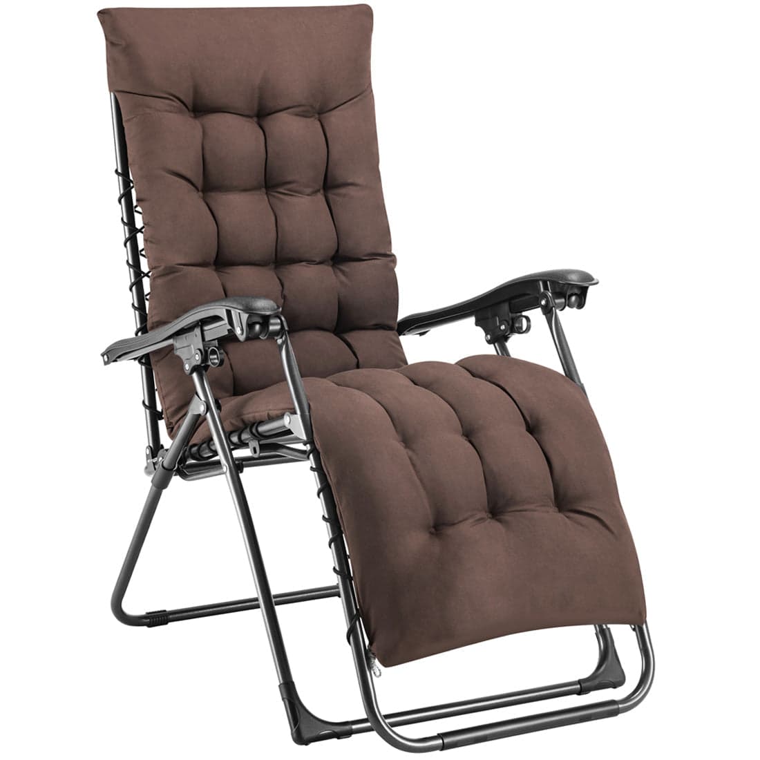 Poltrona da Giardino Pieghevole con Cuscino Imbottito e Struttura in Acciaio Marrone in Sedie per tavolo da giardino Danyx - Casoria, commercioVirtuoso.it