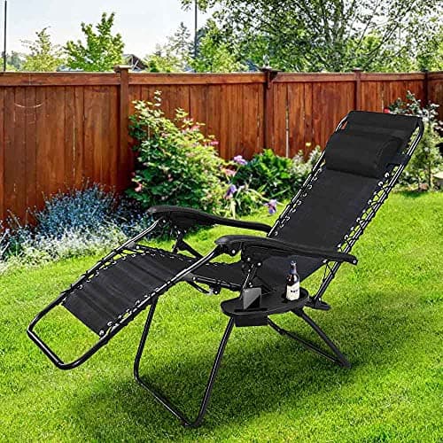 Sedia Poltrona Giardino Gravità Zero Pieghevole Acciaio Oxford con Vassoio Laterale Nero in Sedie per tavolo da giardino Danyx - Casoria, commercioVirtuoso.it