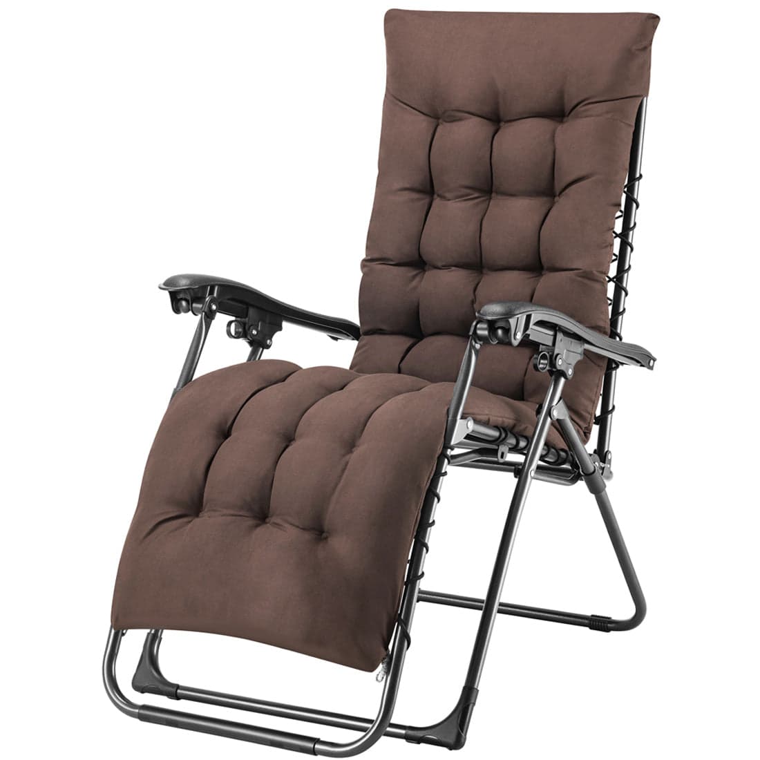 Poltrona da Giardino Pieghevole con Cuscino Imbottito e Struttura in Acciaio Marrone in Sedie per tavolo da giardino Danyx - Casoria, commercioVirtuoso.it