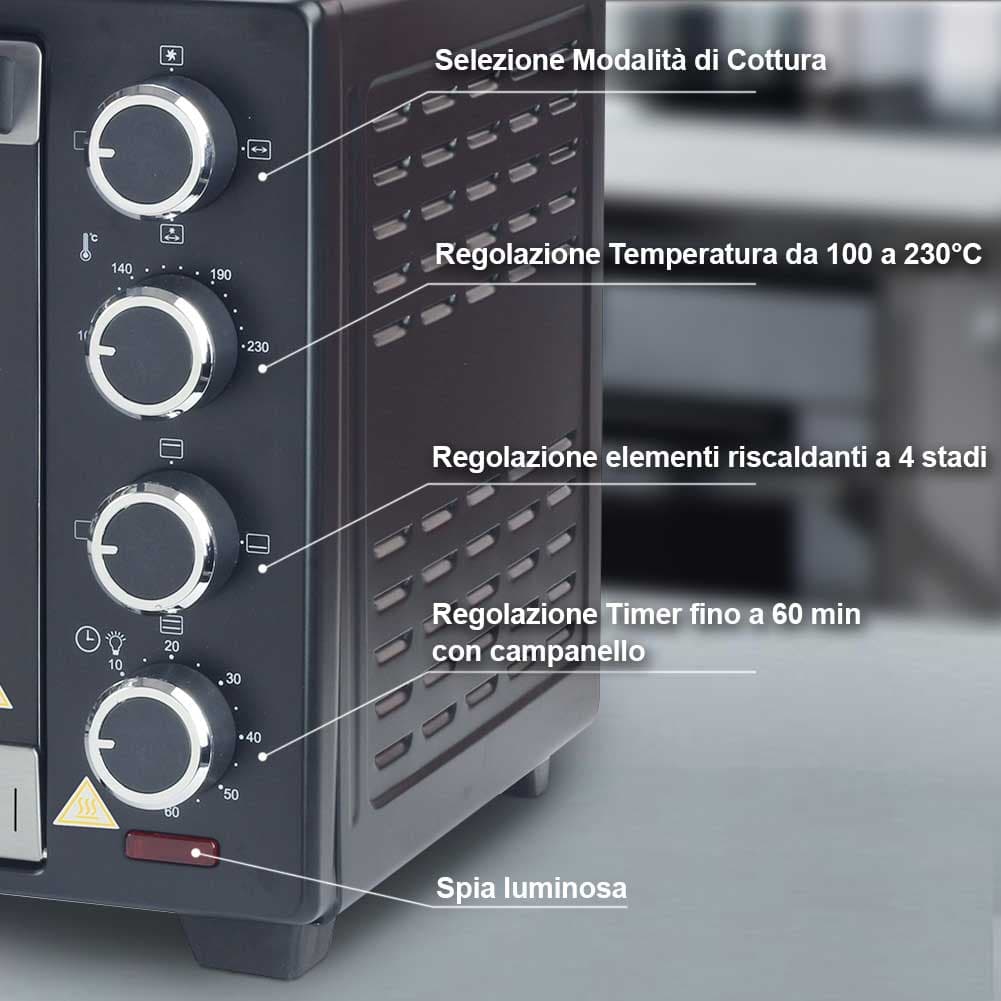 Forno Elettrico Ventilato 38 LT con Girarrosto Luce Interna Timer 1600W in Fornetti elettrici Danyx - Casoria, commercioVirtuoso.it