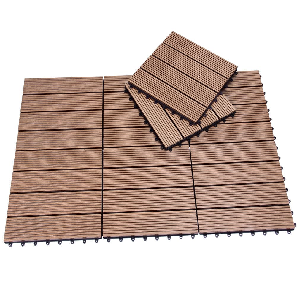 Kit 11 Mattonelle a Incastro per Terrazzo Piastrelle pavimenti 30x30cm in WPC Antiscivolo in Pavimenti di legno Danyx - Casoria, commercioVirtuoso.it