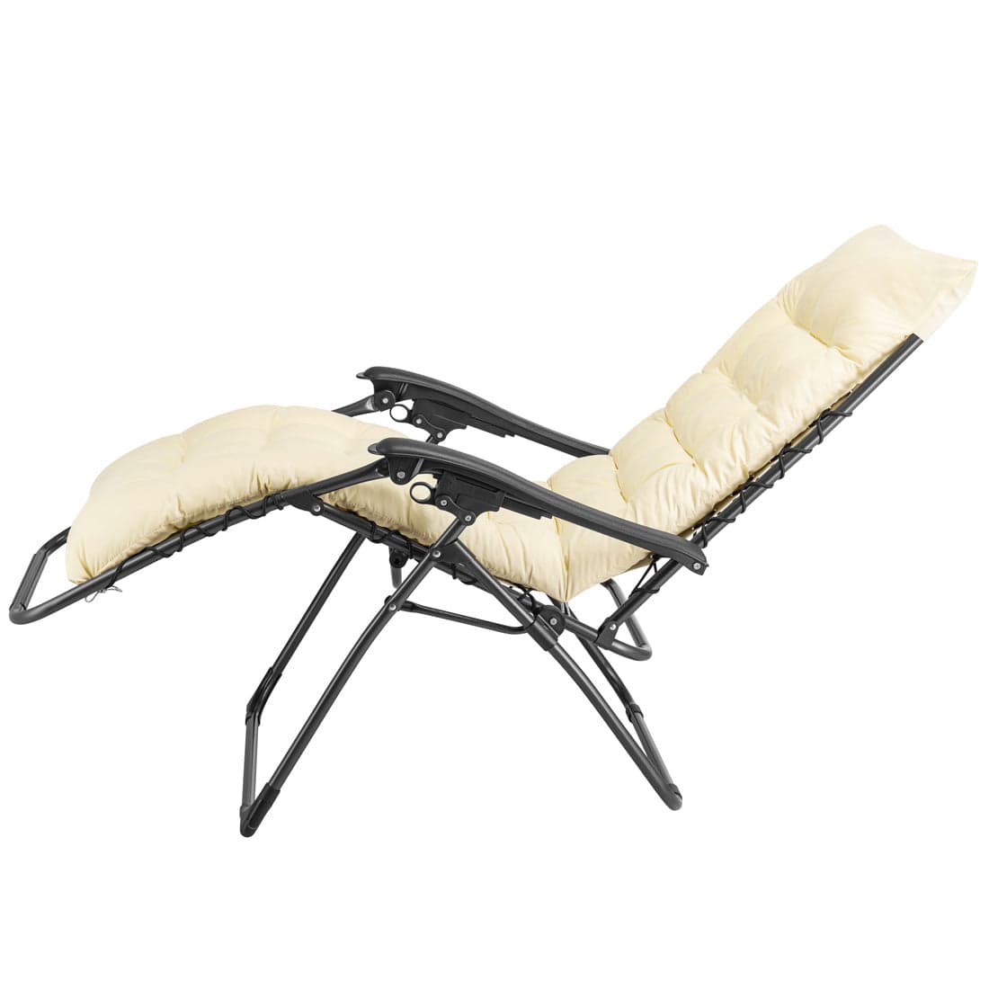 Poltrona da Giardino Pieghevole con Cuscino Imbottito e Struttura in Acciaio Beige in Sedie per tavolo da giardino Danyx - Casoria, commercioVirtuoso.it