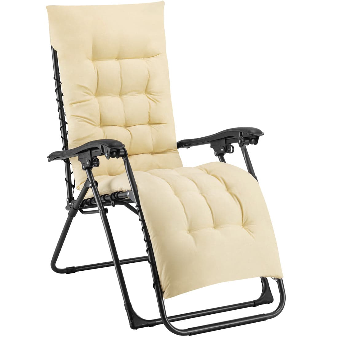Poltrona da Giardino Pieghevole con Cuscino Imbottito e Struttura in Acciaio Beige in Sedie per tavolo da giardino Danyx - Casoria, commercioVirtuoso.it