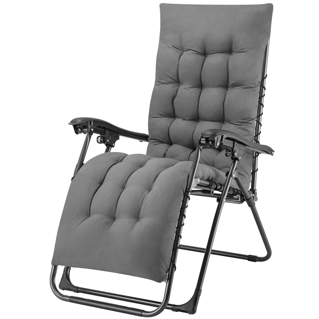 Poltrona da Giardino Pieghevole con Cuscino Imbottito e Struttura in Acciaio Grigio in Sedie per tavolo da giardino Danyx - Casoria, commercioVirtuoso.it
