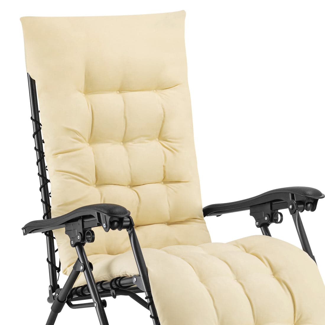 Poltrona da Giardino Pieghevole con Cuscino Imbottito e Struttura in Acciaio Beige in Sedie per tavolo da giardino Danyx - Casoria, commercioVirtuoso.it