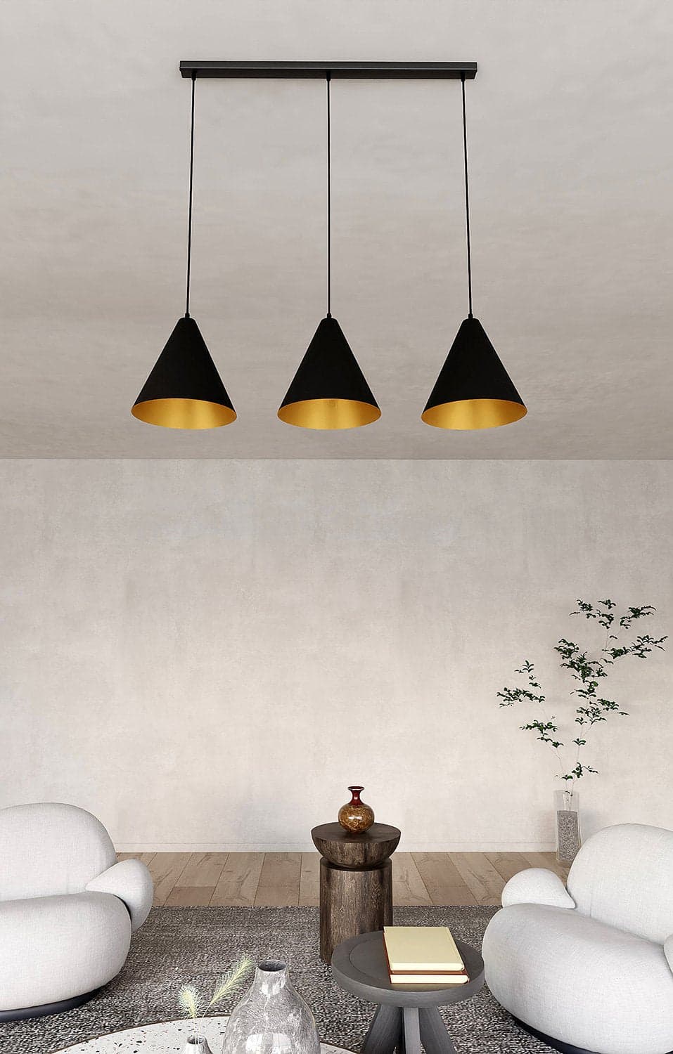 Sospensione Nordica Rebel 3 Luci In Acciaio Nero E Oro in Lampade a sospensione LuceArt - Montecorvino Pugliano, commercioVirtuoso.it