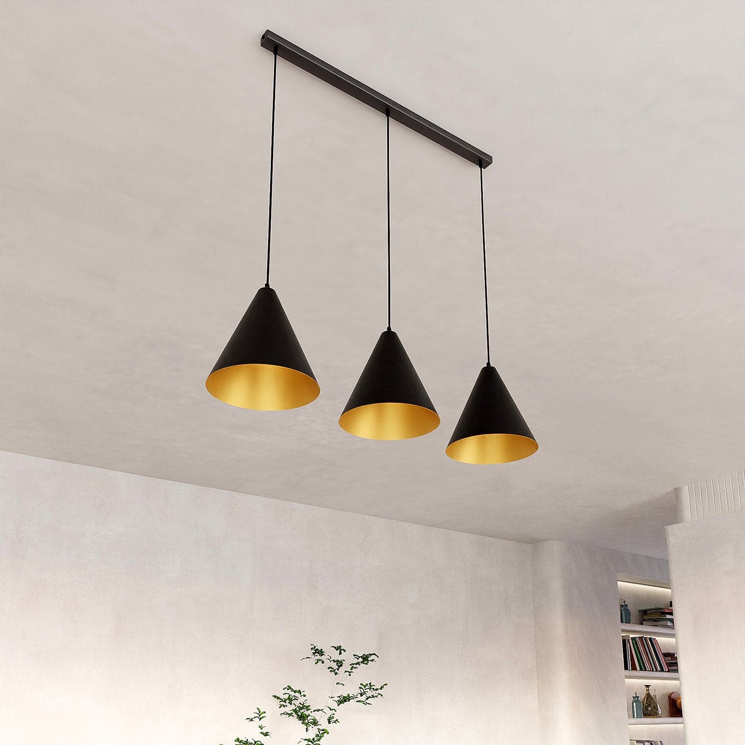 Sospensione Nordica Rebel 3 Luci In Acciaio Nero E Oro in Lampade a sospensione LuceArt - Montecorvino Pugliano, commercioVirtuoso.it