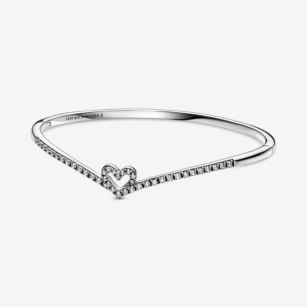 Pandora Bracciale rigido con cuore chevron scintillante in Bracciali Alba Gioielli - Casoria, commercioVirtuoso.it