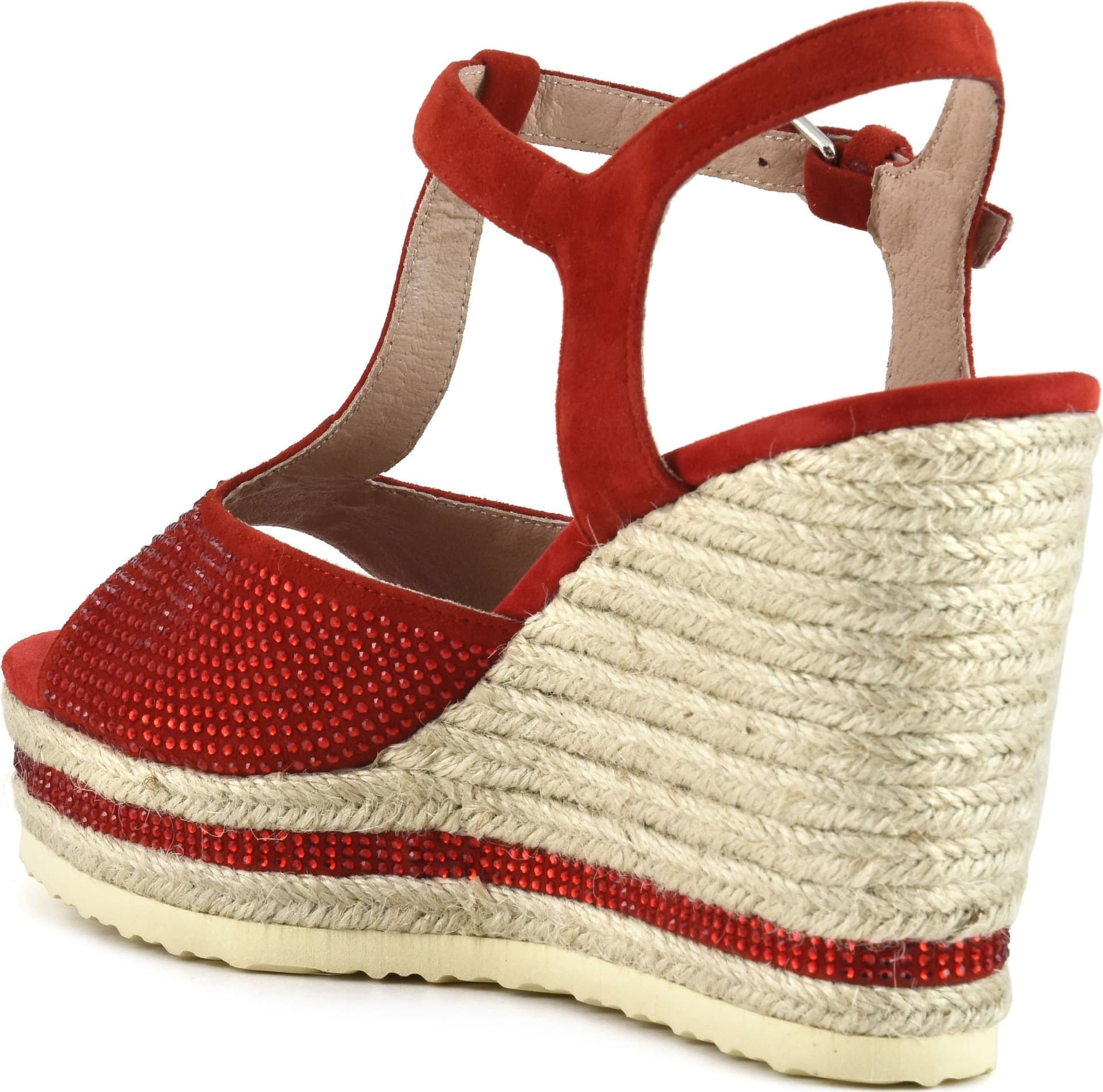 SANDALO MODELLO "T" SU ZEPPA CORDA CON CAMOSCIO E STRASS in Sandali moda 3A Moda Mare Sport - Bellaria Igea Marina, commercioVirtuoso.it