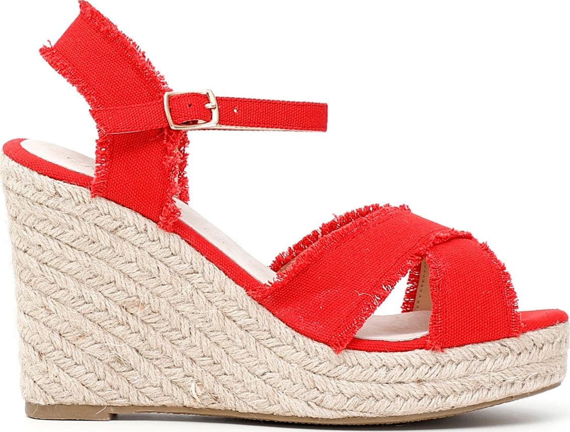 SANDALO CON TESSUTO SFRANGIATO SU ZEPPACORDA in Sandali moda 3A Moda Mare Sport - Bellaria Igea Marina, commercioVirtuoso.it