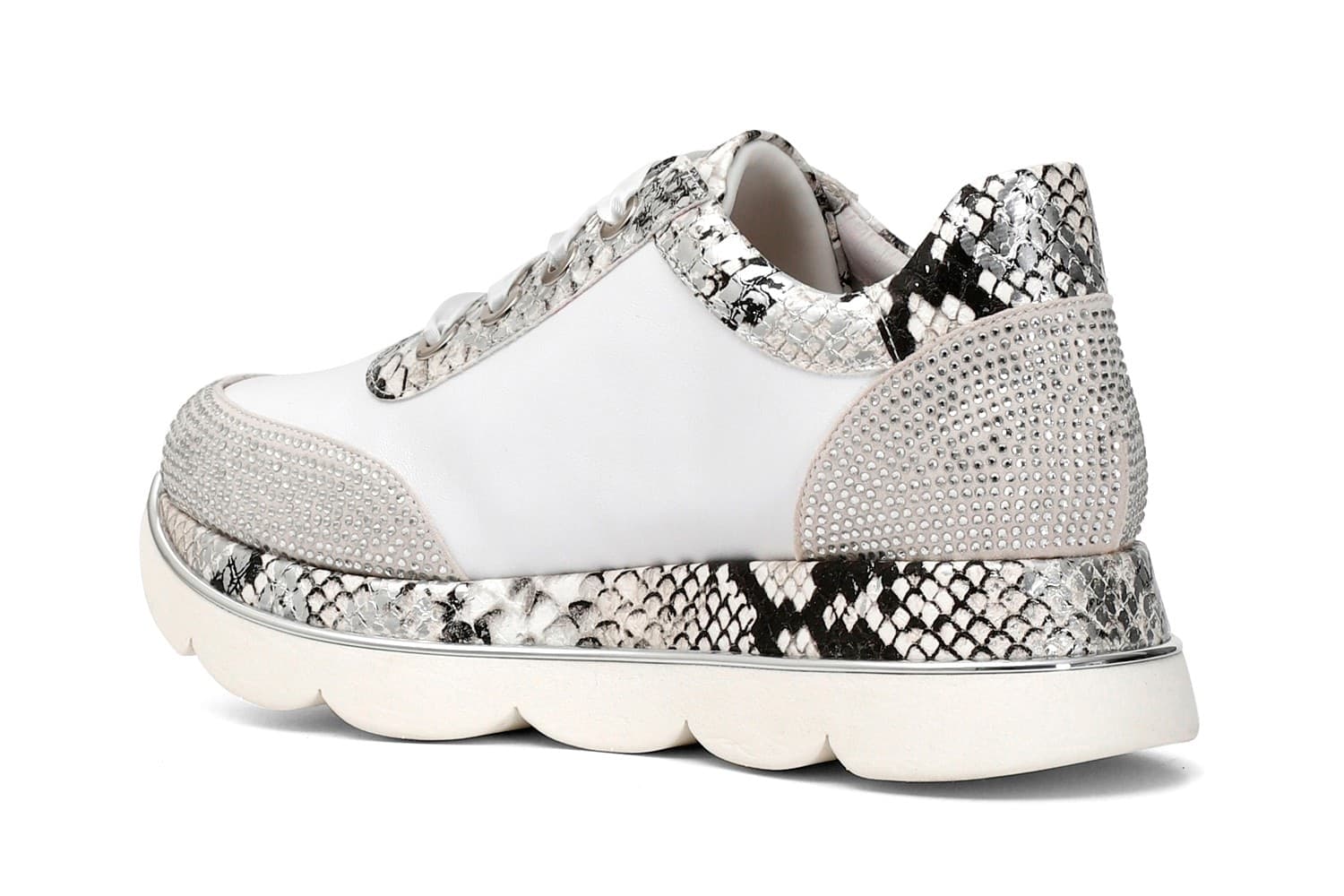 SNEAKERS IN PELLE CON SIMILPELLE PITONATA E STRASS in Sneaker casual 3A Moda Mare Sport - Bellaria Igea Marina, commercioVirtuoso.it