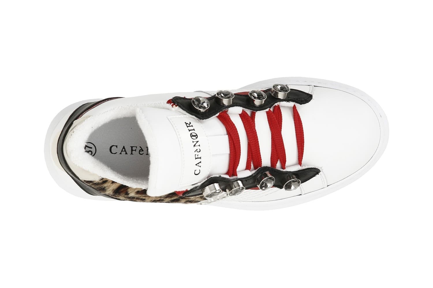 SNEAKERS IN PELLE CON STRASS E DETTAGLIOLEOPARDATO in Sneaker casual 3A Moda Mare Sport - Bellaria Igea Marina, commercioVirtuoso.it