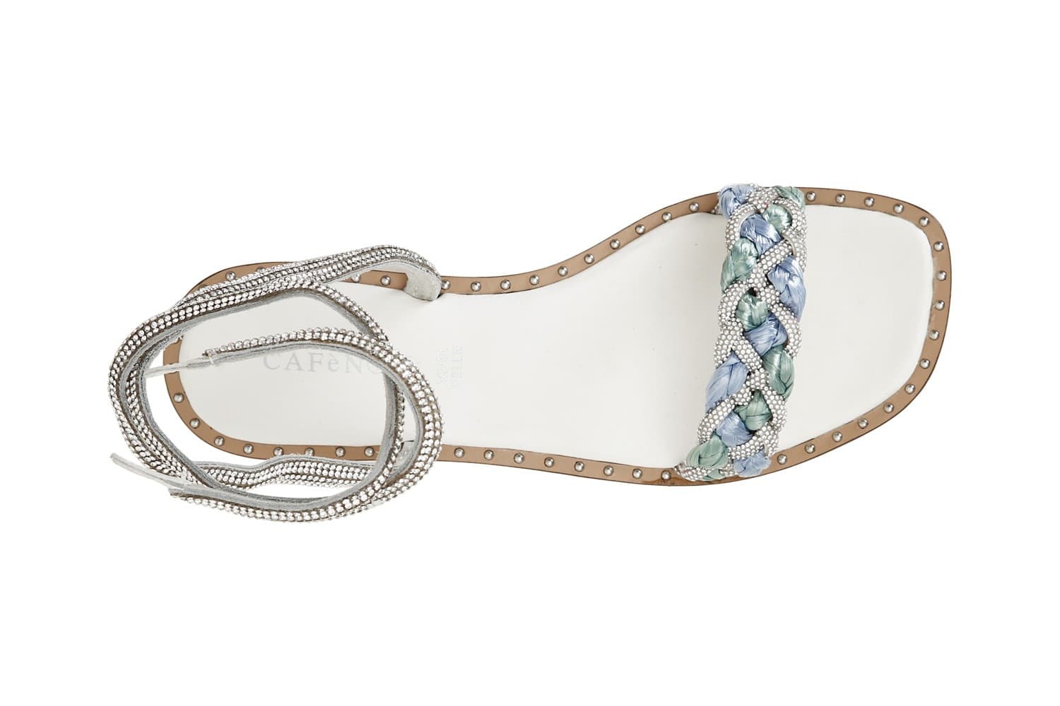 SANDALO LACCIO ALLA CAVIGLIA FASCIA STRASS E RAFFIA INTRECCIATA in Sandali moda 3A Moda Mare Sport - Bellaria Igea Marina, commercioVirtuoso.it