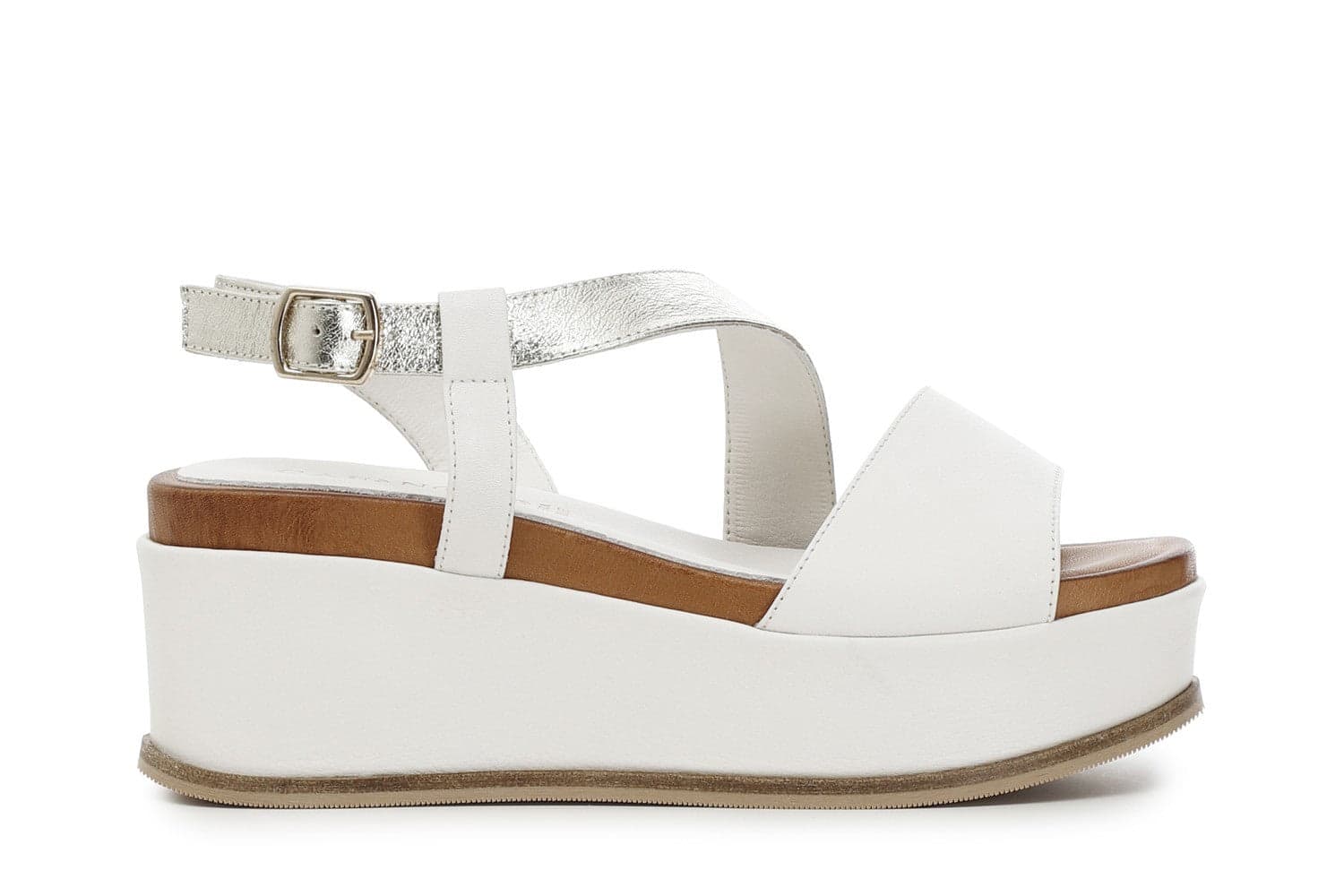SANDALO ASIMMETRICO SU ZEPPA IN PELLE in Scarpe col tacco 3A Moda Mare Sport - Bellaria Igea Marina, commercioVirtuoso.it