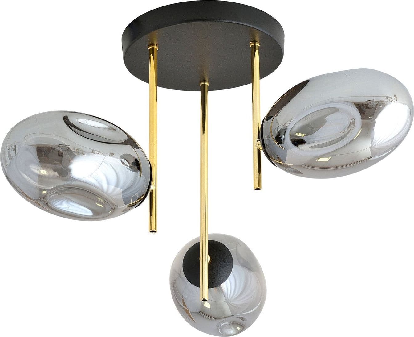 Plafoniera Contemporanea Argo 3 Luci In Acciaio Nero Oro E Diffusori Vetro Fumè in Plafoniere LuceArt - Montecorvino Pugliano, commercioVirtuoso.it