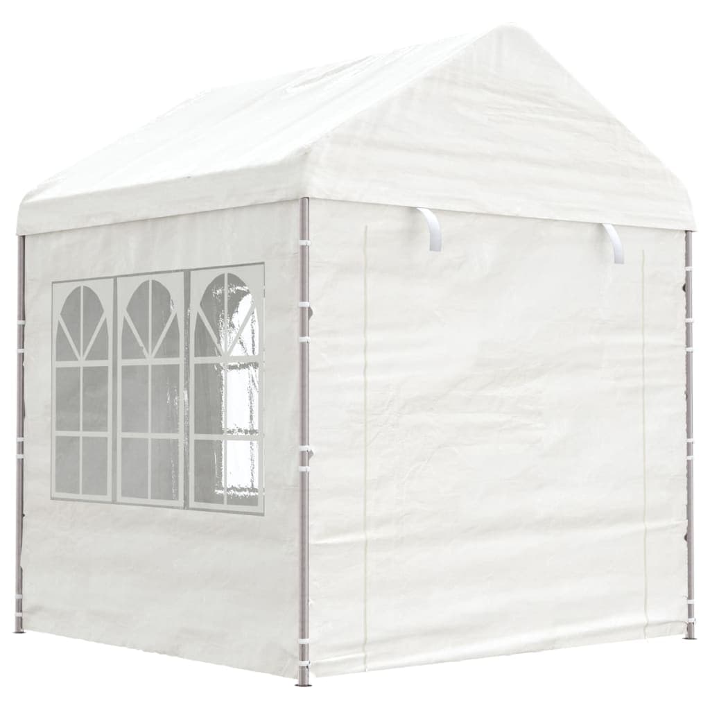 Gazebo con Tetto Bianco in Polietilene Acciaio Zincato 2,28x2,23x2,69 m 2 m in Gazebo Esplodia - Napoli, commercioVirtuoso.it