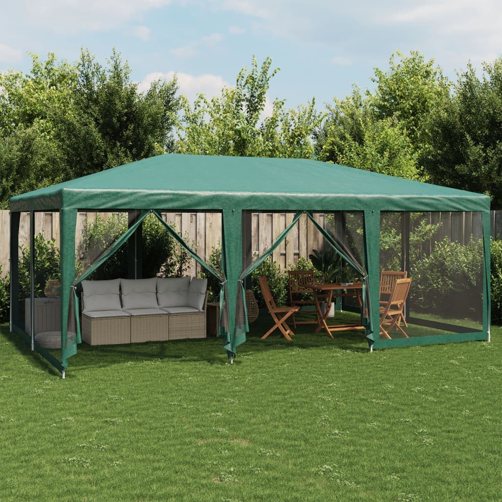 Tenda per Feste con 10 Pareti Laterali in Rete Verde HDPE Resistente All'acqua  6x4 m