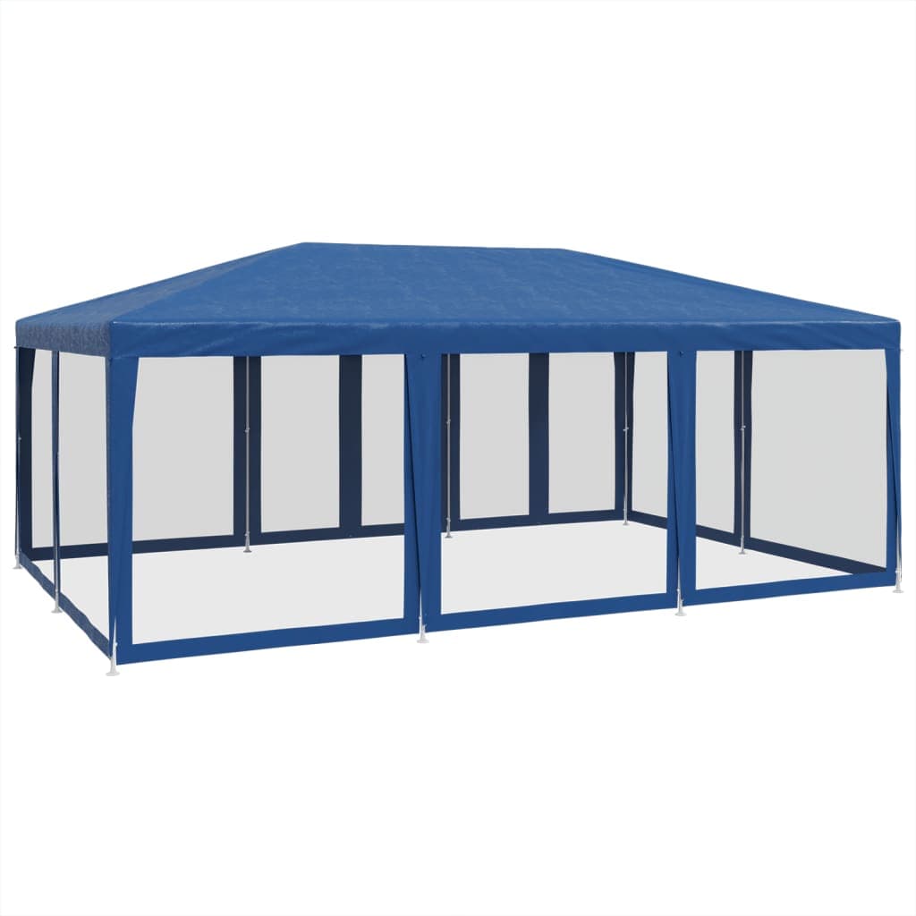 Tenda per Feste con 10 Pareti Laterali in Rete Blu Resistente ai Raggi UV HDPE in Gazebo Esplodia - Napoli, commercioVirtuoso.it