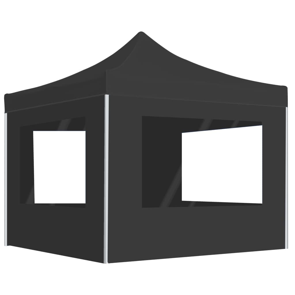 Gazebo Pieghevole Antracite in Tessuto Oxford con Pareti Alluminio  2x2 m