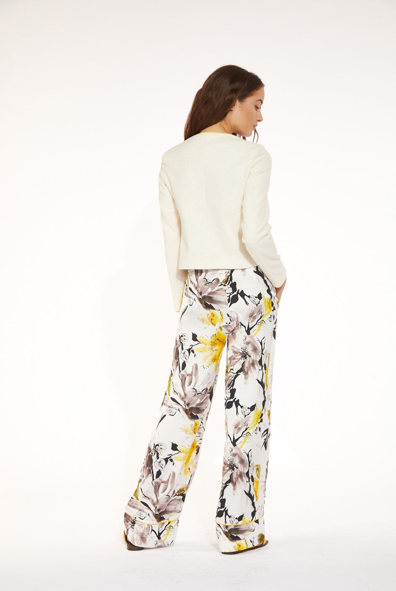 PANTALONE PALAZZO STAMPATO CON BORDI A CONTRASTO in Pantaloni 3A Moda Mare Sport - Bellaria Igea Marina, commercioVirtuoso.it