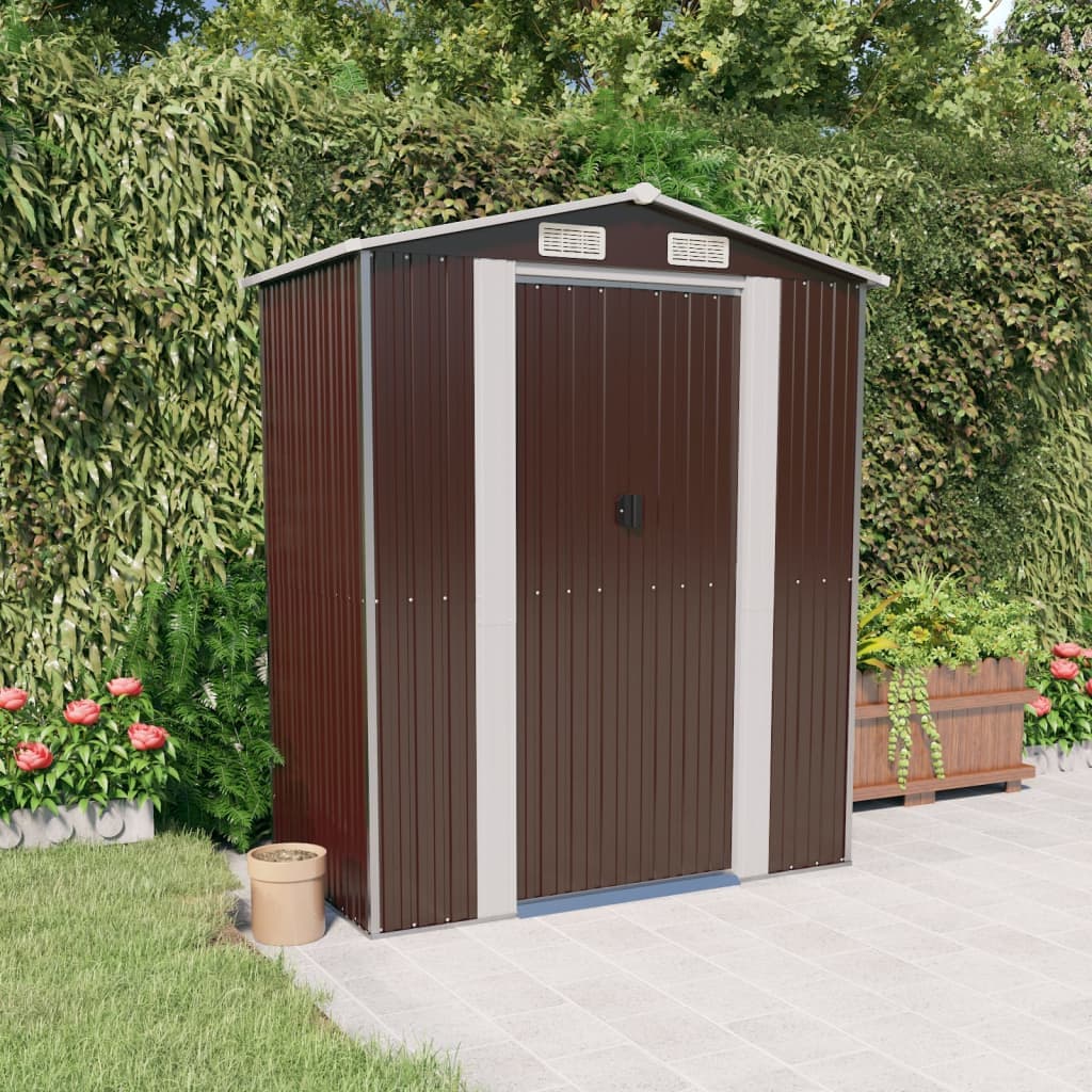 Capanno Porta Attrezzi da Giardino Marrone Scuro Acciaio Zincato 192x108x223cm in Capanni Esplodia - Napoli, commercioVirtuoso.it