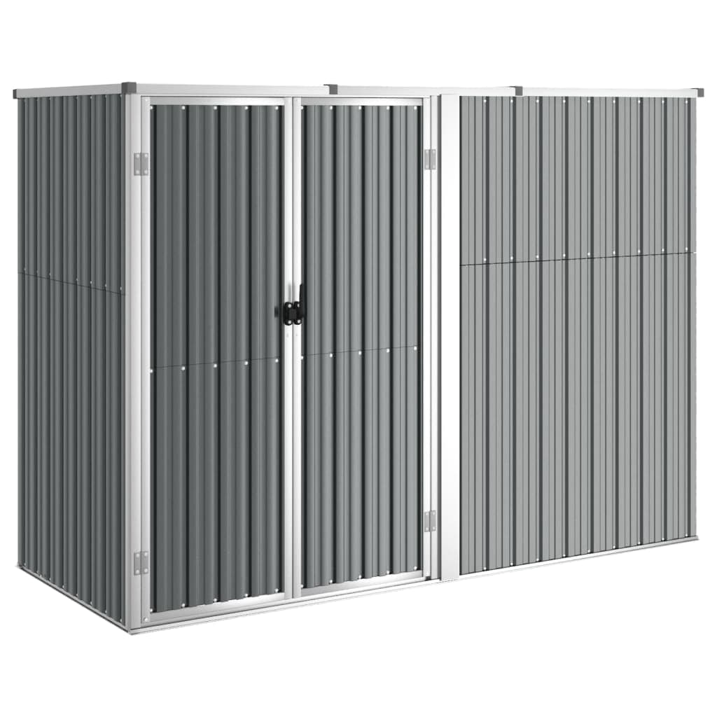 Capanno per Attrezzi Grigio in Acciaio Zincato e Metello 225x89x161 cm