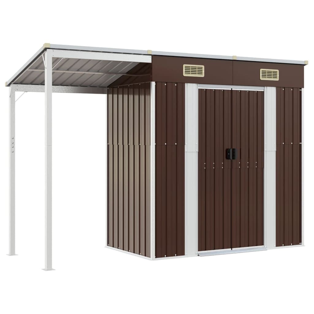 Capanno per Attrezzi Giardino Marrone Acciaio Zincato e Plastica 277x110,5x181cm