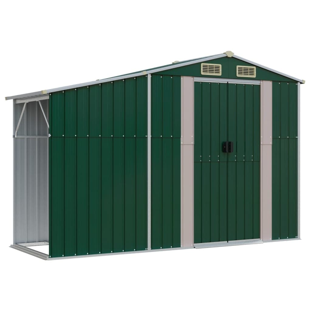 Capanno Porta Attrezzi da Giardino Verde in Acciaio Zincato 277x93x179cm