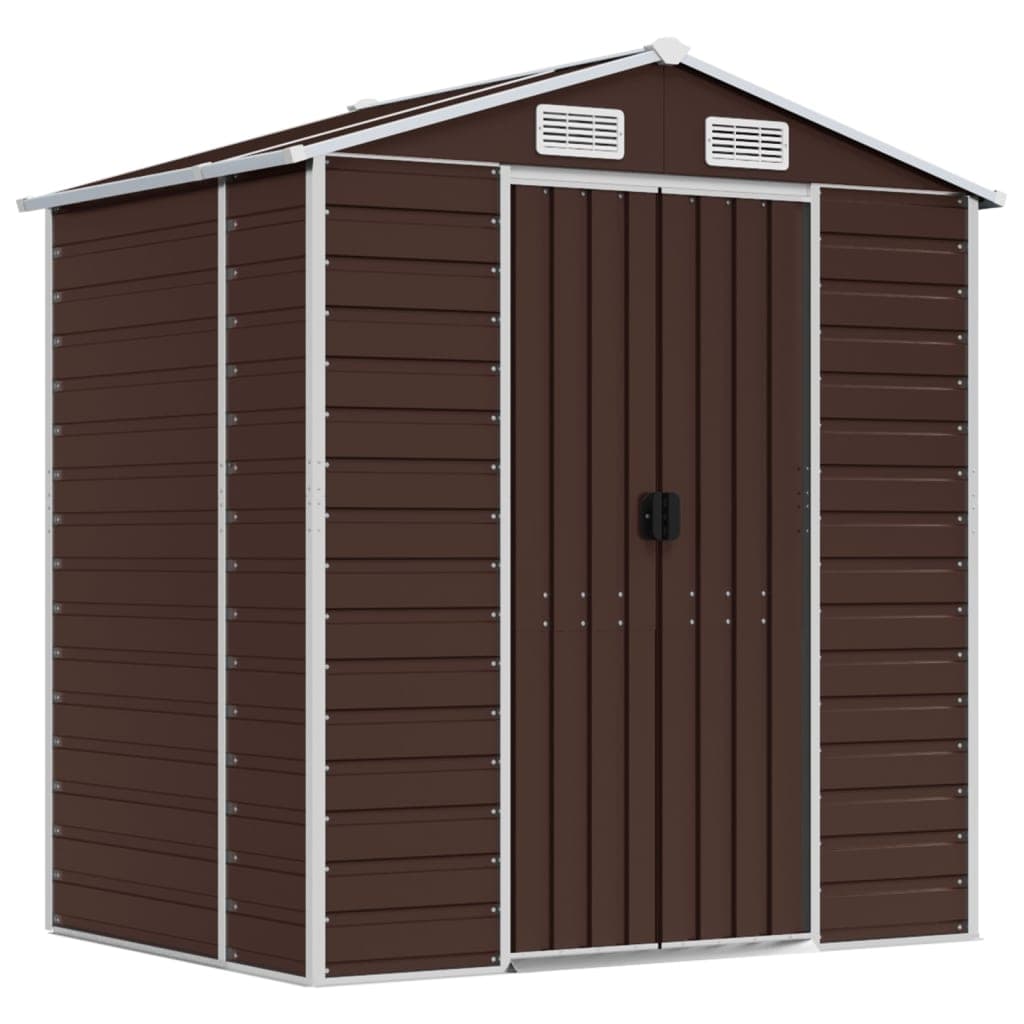 Capanno Por Attrezzi da Giardino Marrone Acciaio Design Inclinato 191x130x198cm