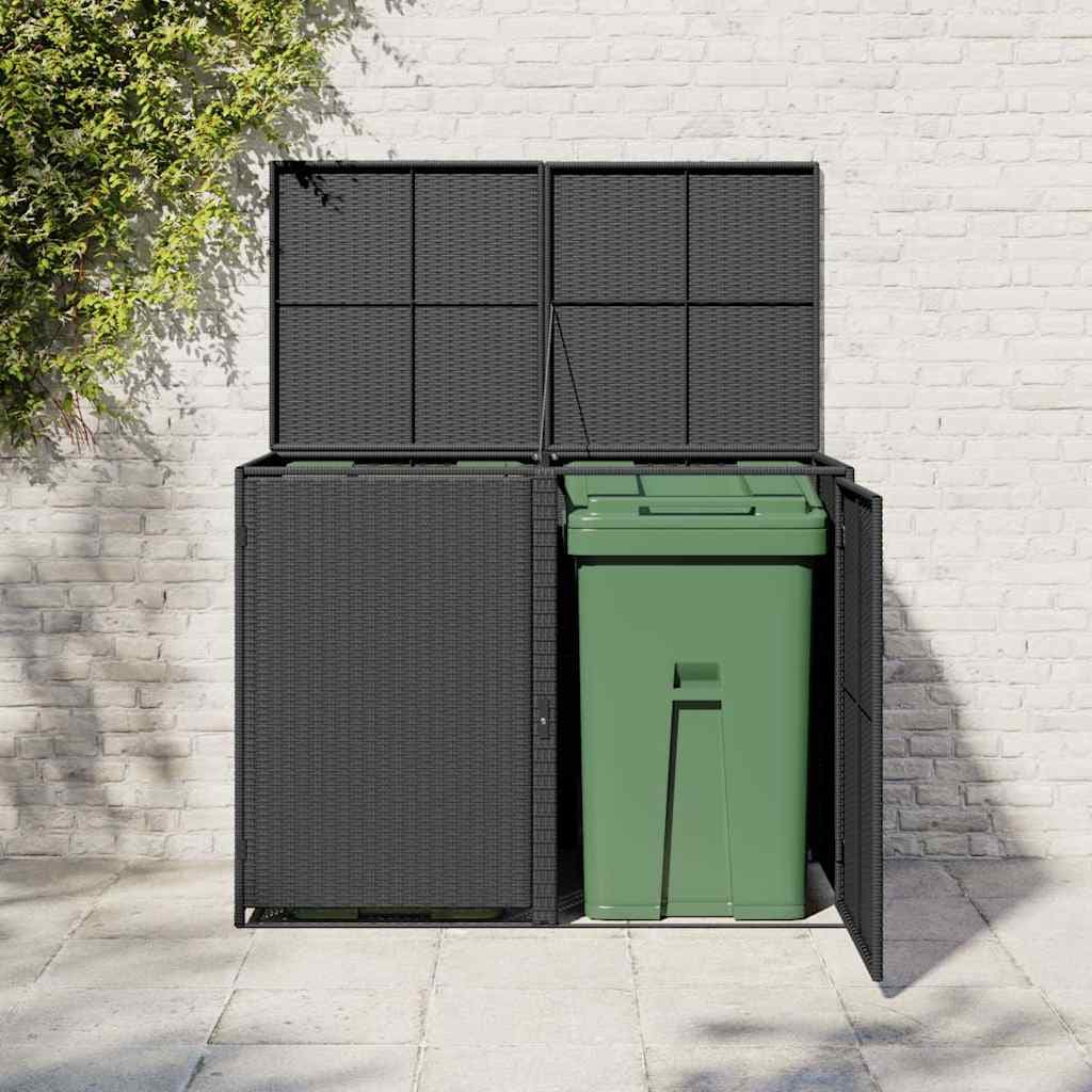 Copribidone Doppio per Spazzatura Polyrattan  + Acciaio Nero 148x80x111 cm in Sistemi di contenitori per raccolta differenziata Esplodia - Napoli, commercioVirtuoso.it