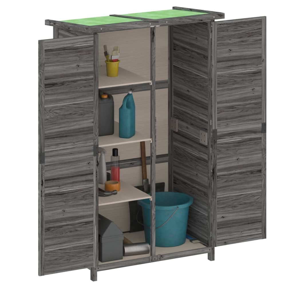 Rimessa per Attrezzi da Giardino Grigia in Legno Tetto Spiovente 83x57x140 cm